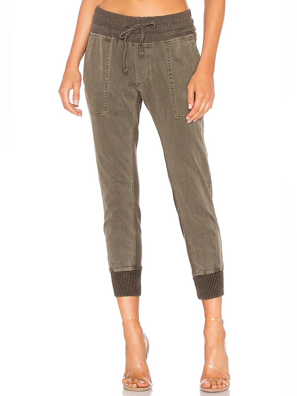 James Perse contrast sweatpants in army green XS